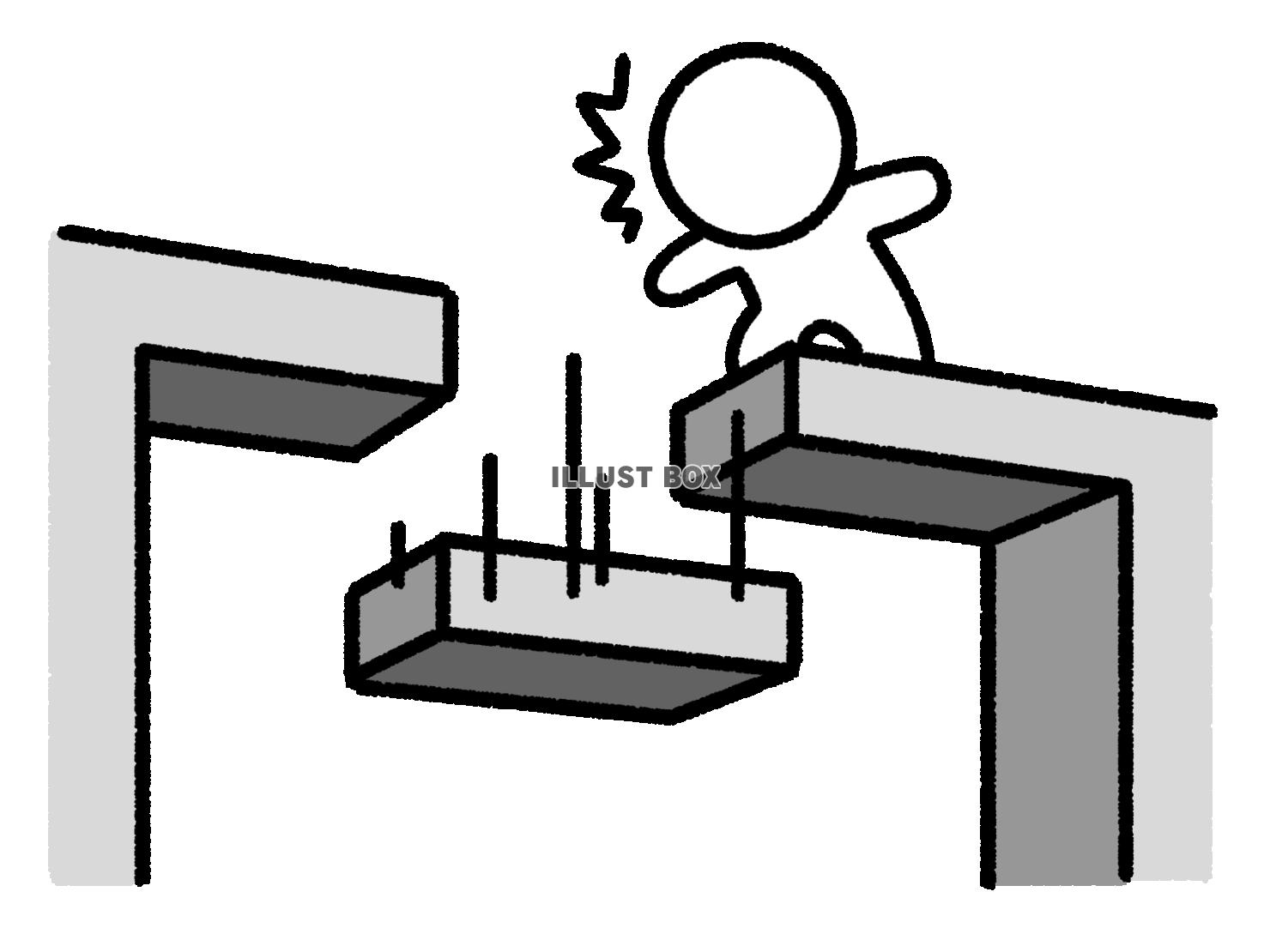 橋を渡ろうとしたが立ち止まって助かる棒人間