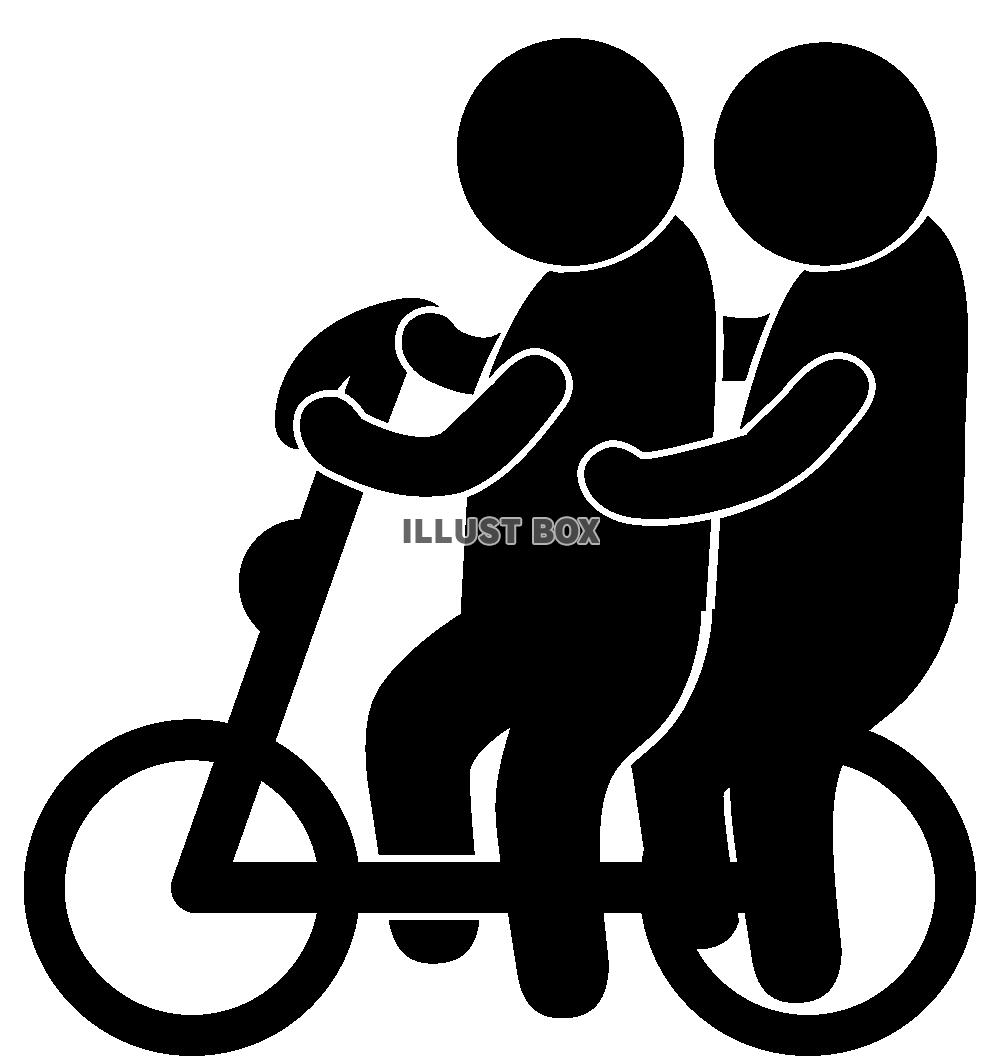 自転車-横-二人乗り-ピクト