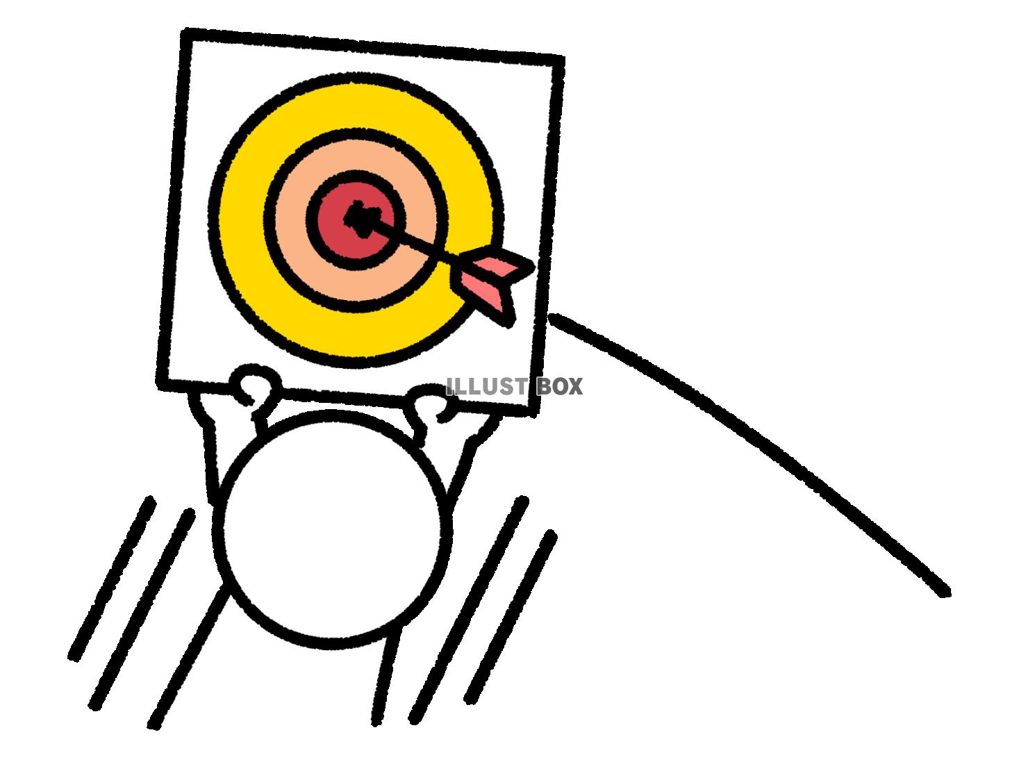 弓矢の軌道に自ら的を移動する棒人間