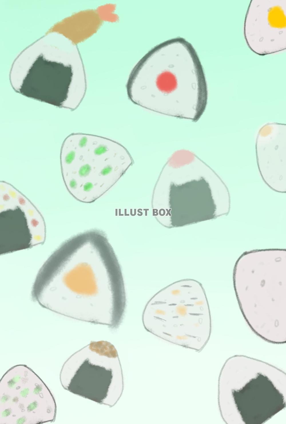 おにぎり　背景(⁠緑⁠)