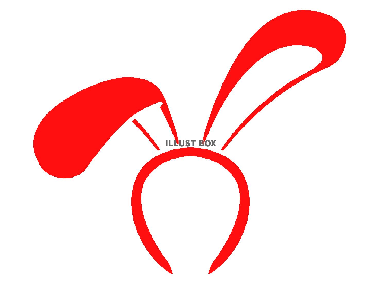 赤色の兎の耳のカチューシャのシルエット