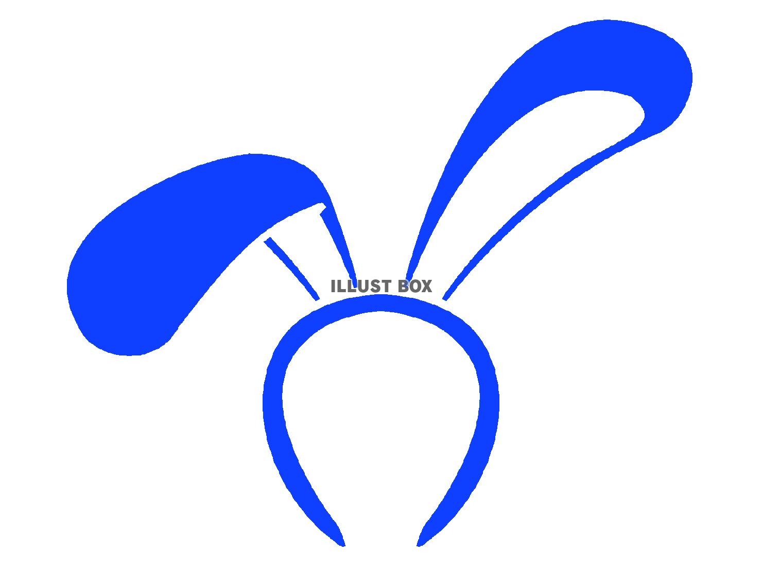 青色の兎の耳のカチューシャのシルエット