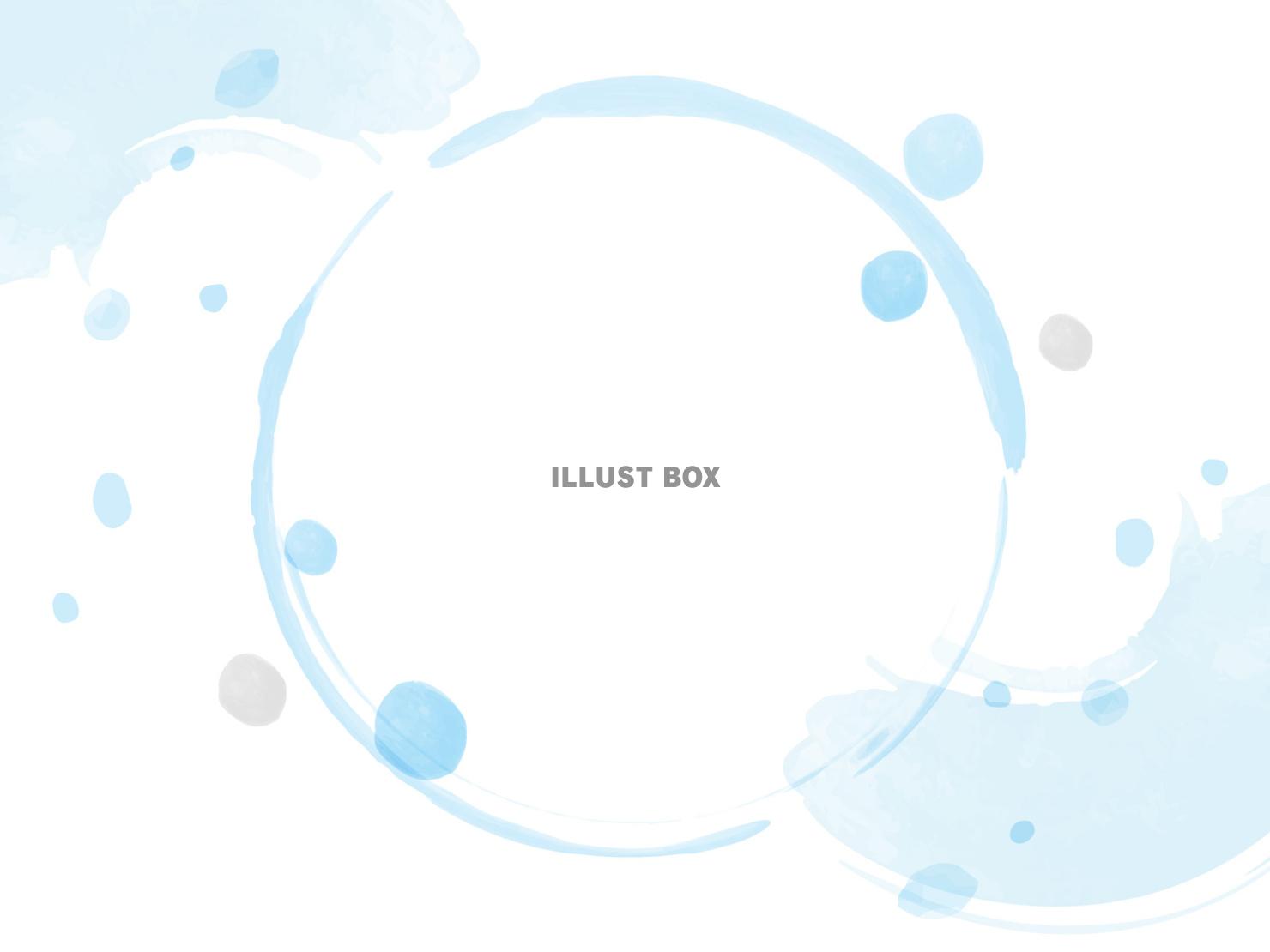 爽やかなブルーの水彩背景と円のフレーム