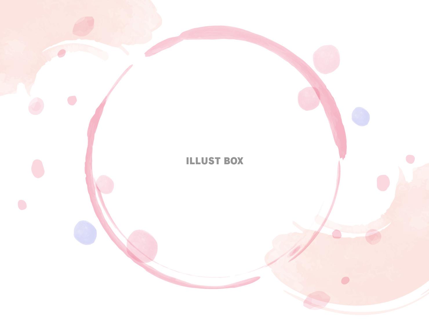 かわいいピンクの水彩背景と円のフレーム