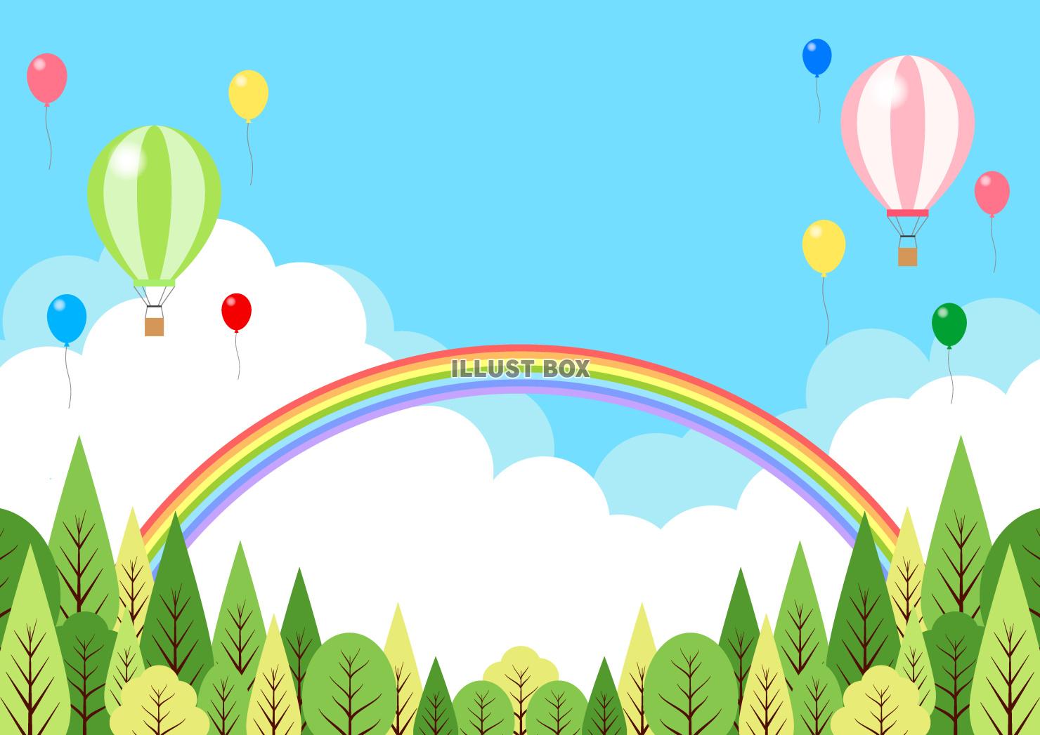 森林、風船、気球、虹、横