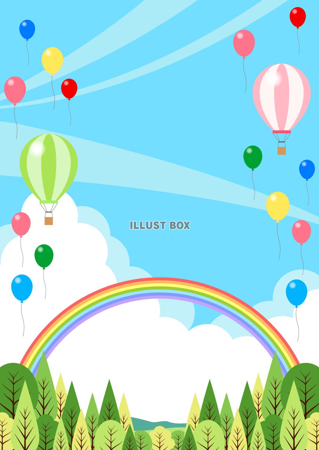 森林、風船、気球、虹、縦