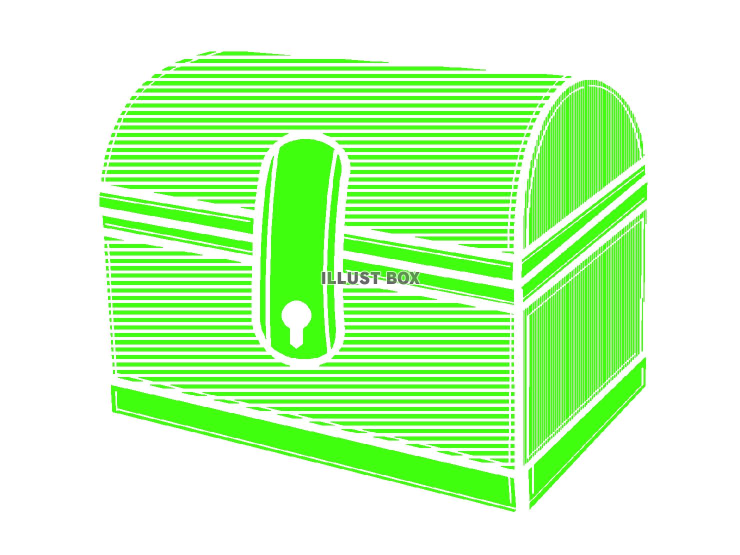 緑色の宝箱のシルエット