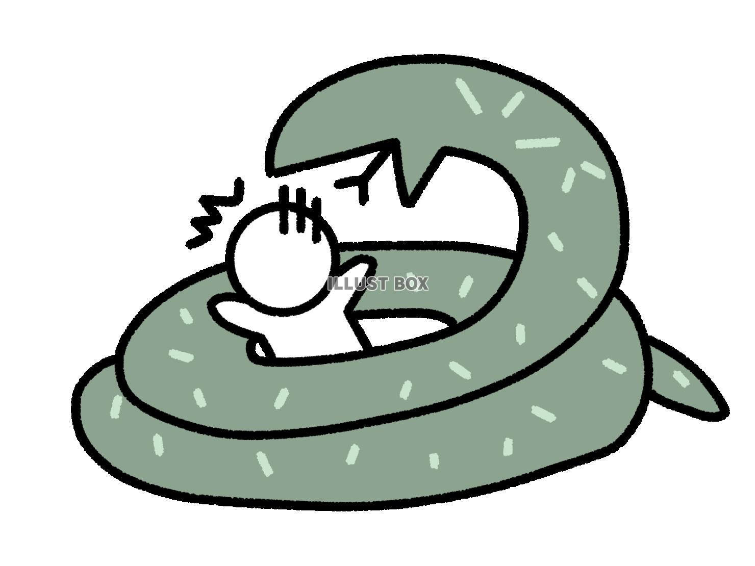 巨大な蛇に捕まった棒人間