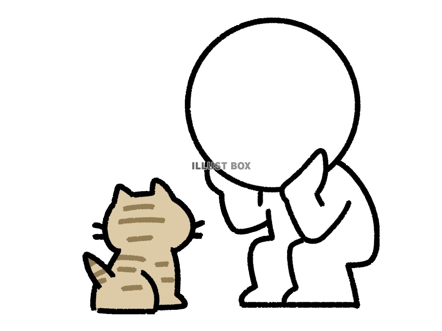 猫と見つめ合う棒人間