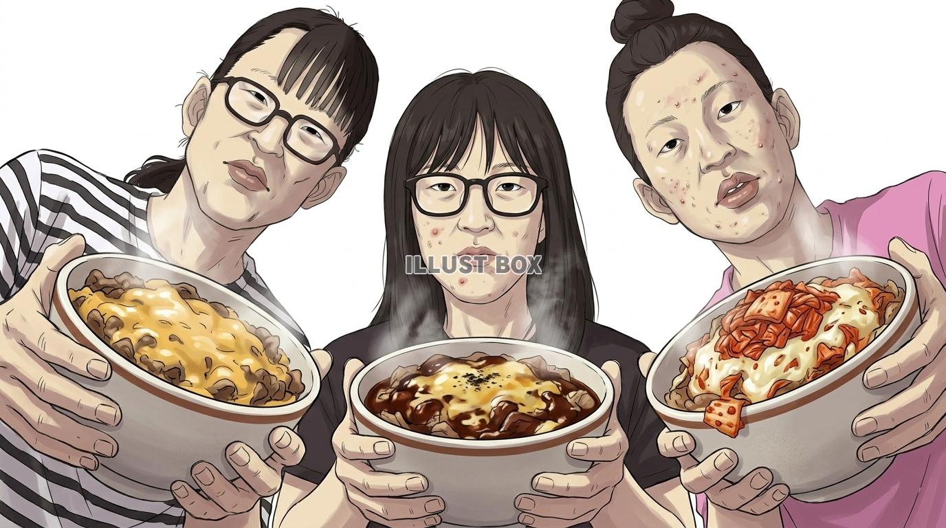 【コンジョ】チーズ牛丼を持つチー牛困難女性