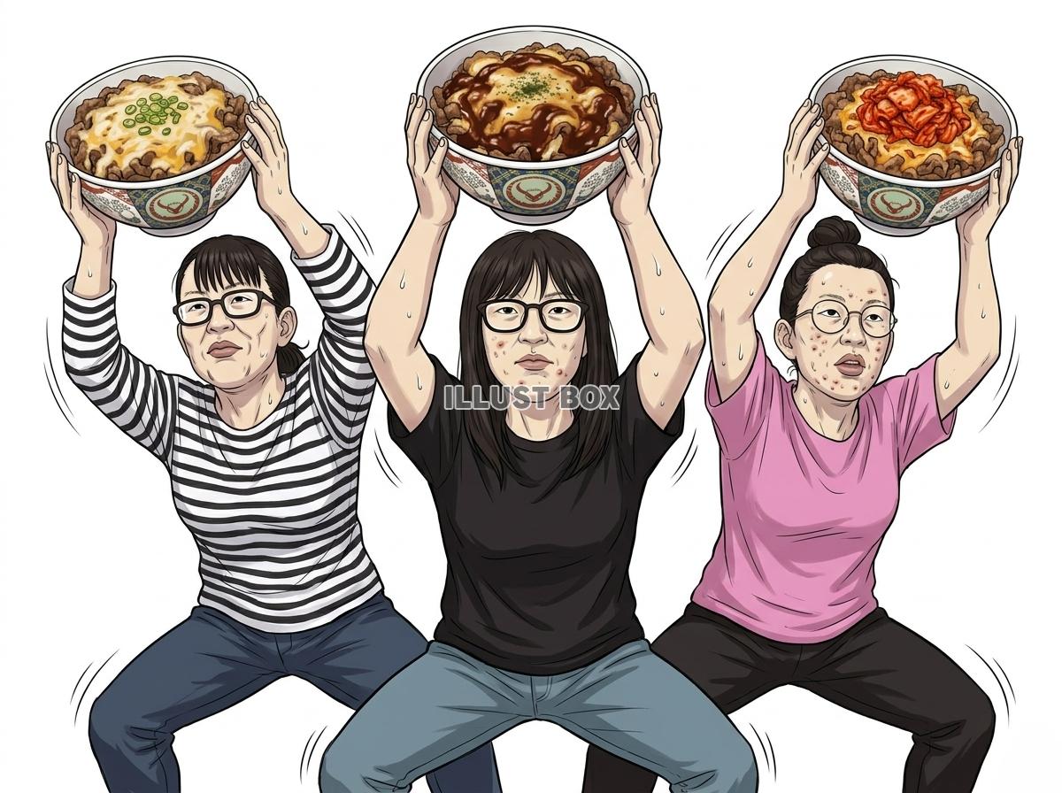 【コンジョ】チーズ牛丼を持って踊るチー牛困難女性