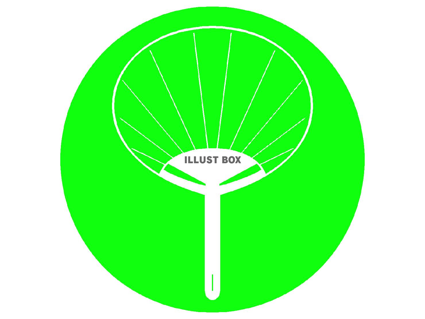 緑色のうちわのシルエット