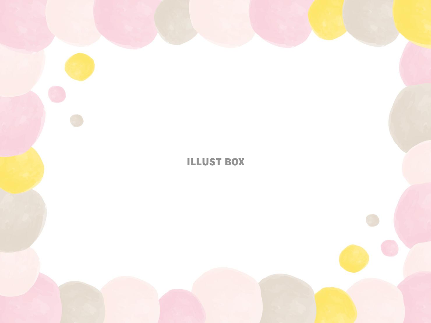 水彩風ピンク系のドット柄のフレーム背景