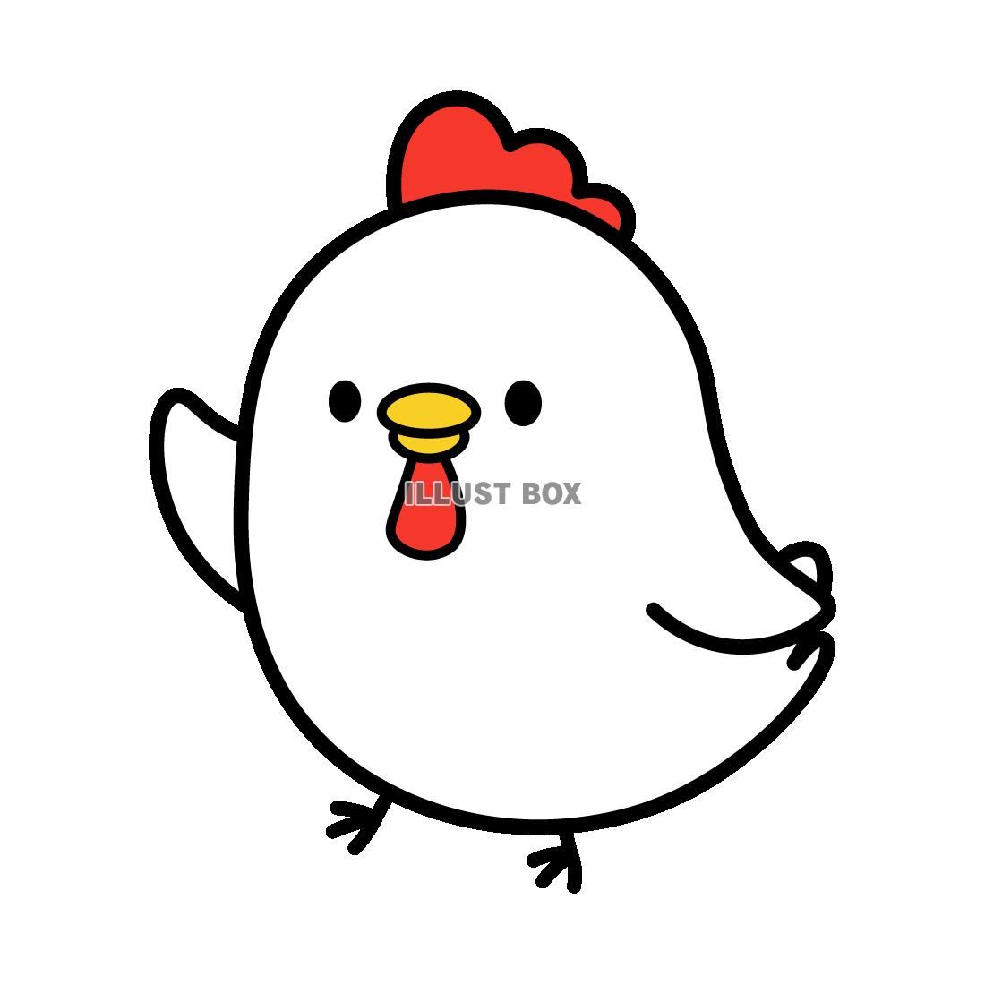 手をあげるにわとり