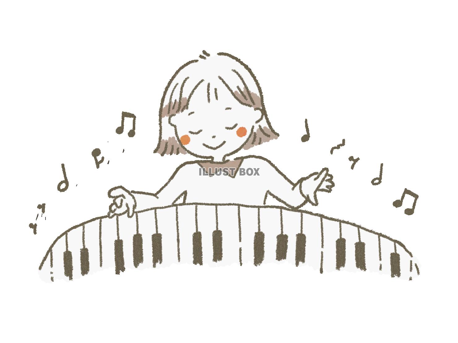 ピアノを弾く女の子（png)