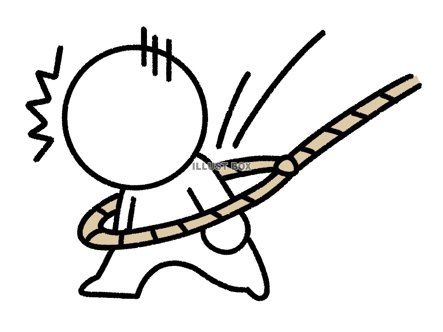 ロープを使って捕らえられる棒人間