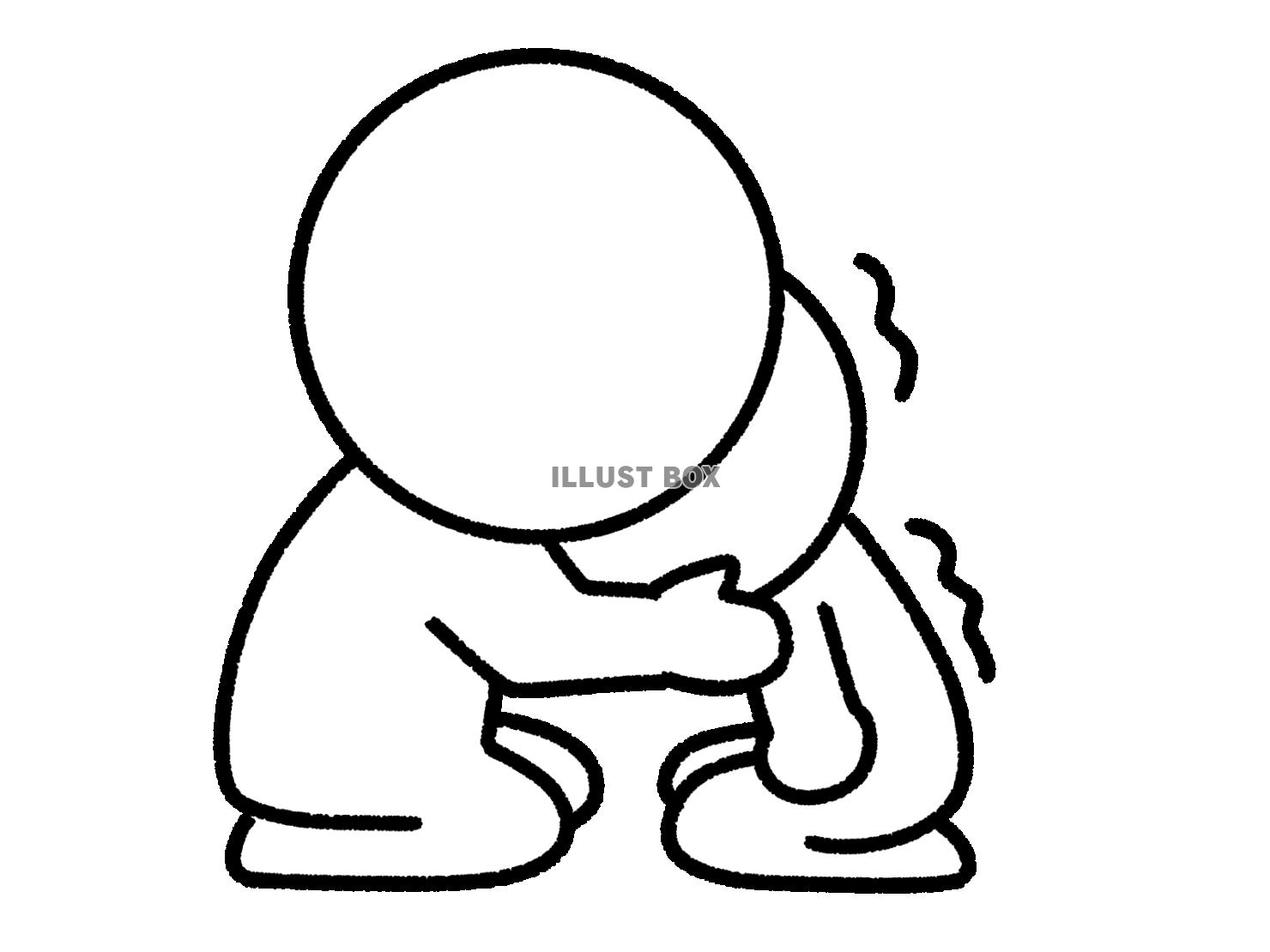 泣く子供を慰める棒人間