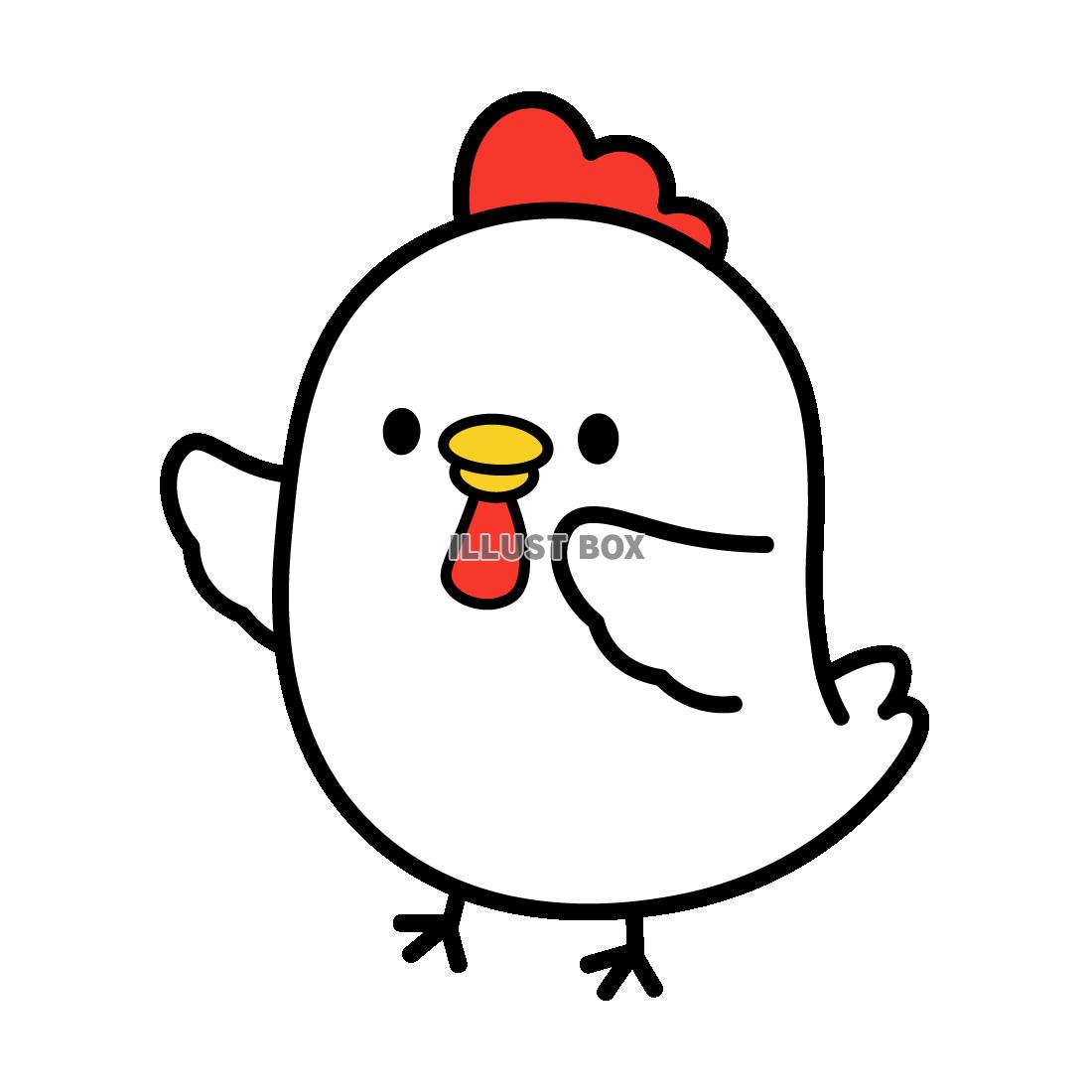 両手をあげるにわとり