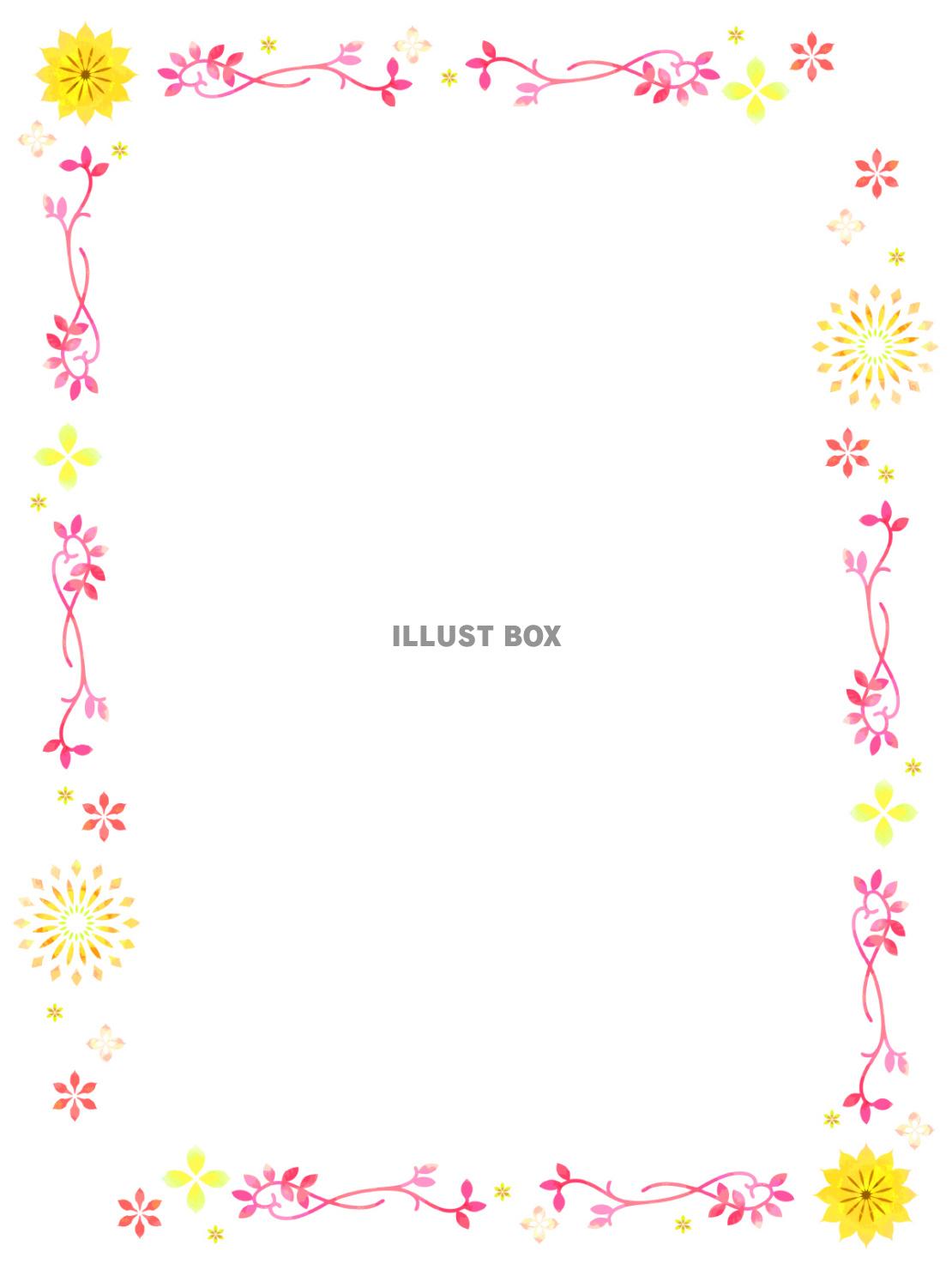 花と植物のかわいい装飾フレーム