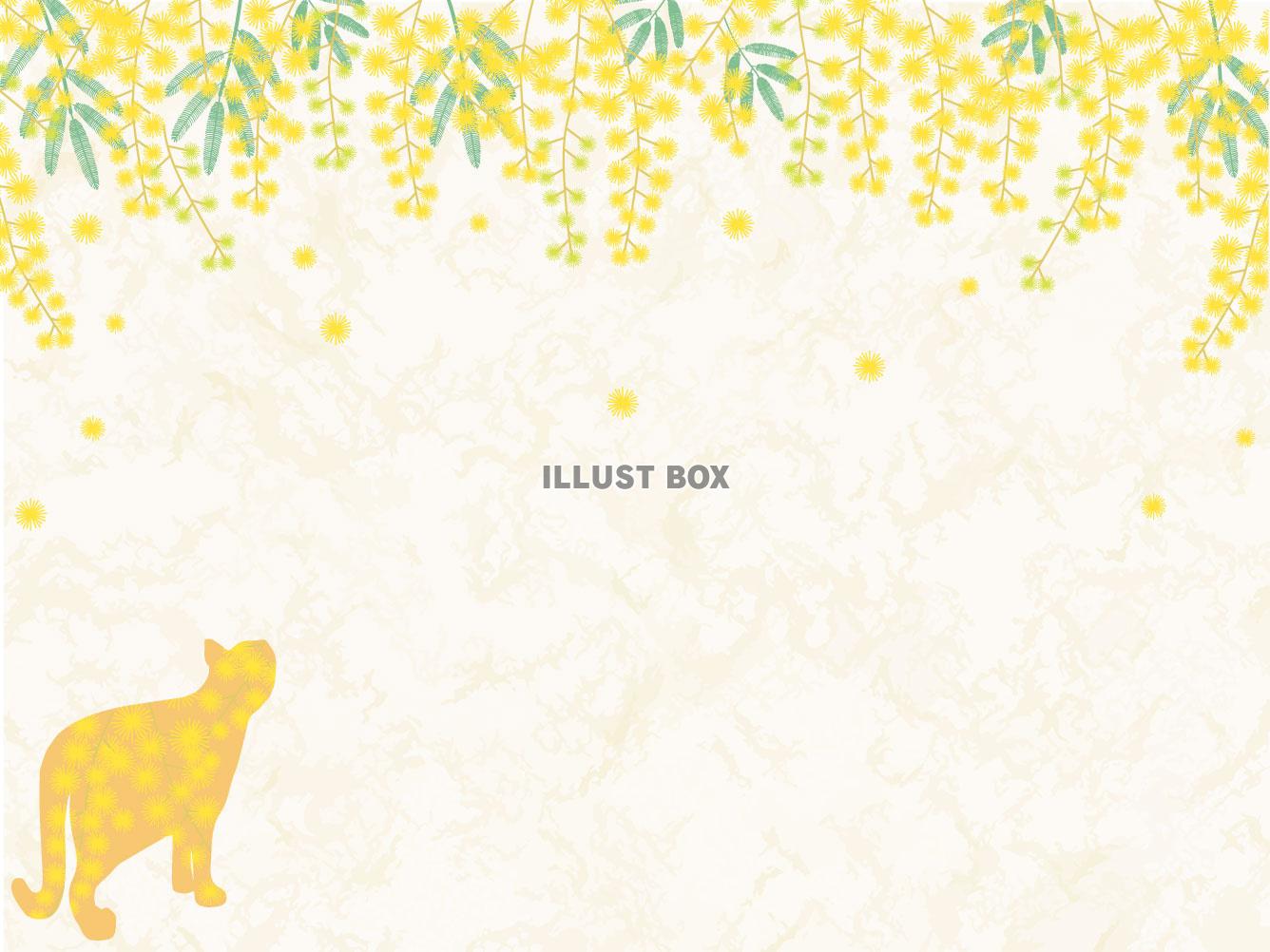 ネコとミモザのシンプルフレーム