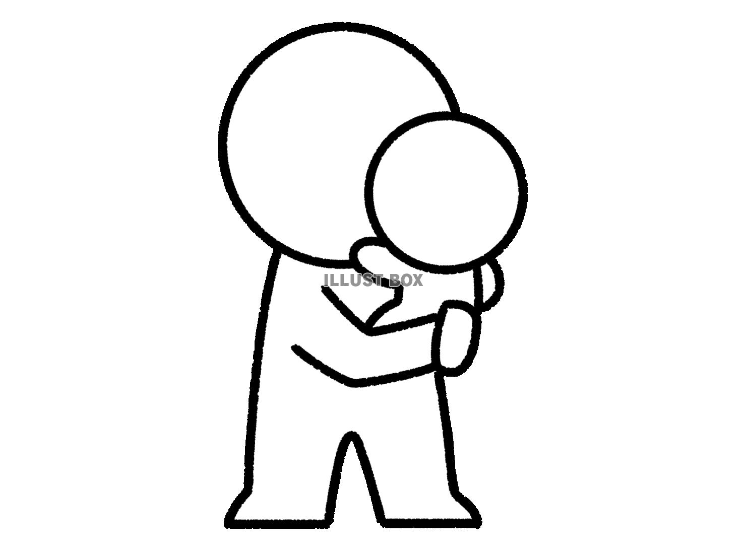 赤ちゃんを抱く棒人間