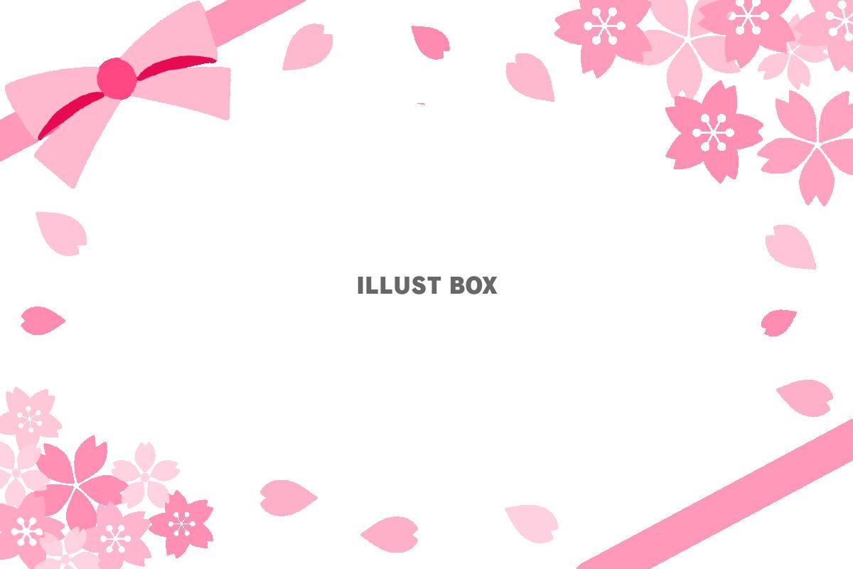 リボン桜吹雪フレーム　透過png