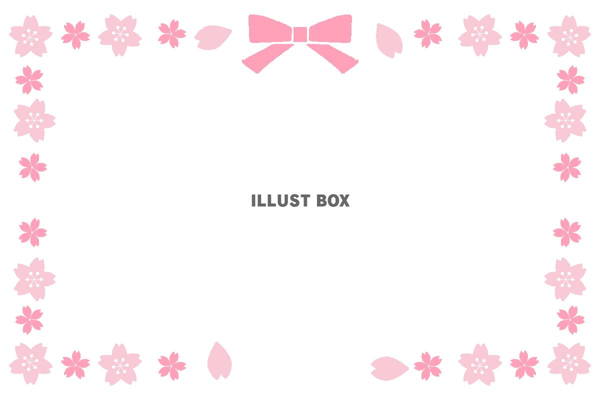 ピンク色リボン春フレーム　透過png