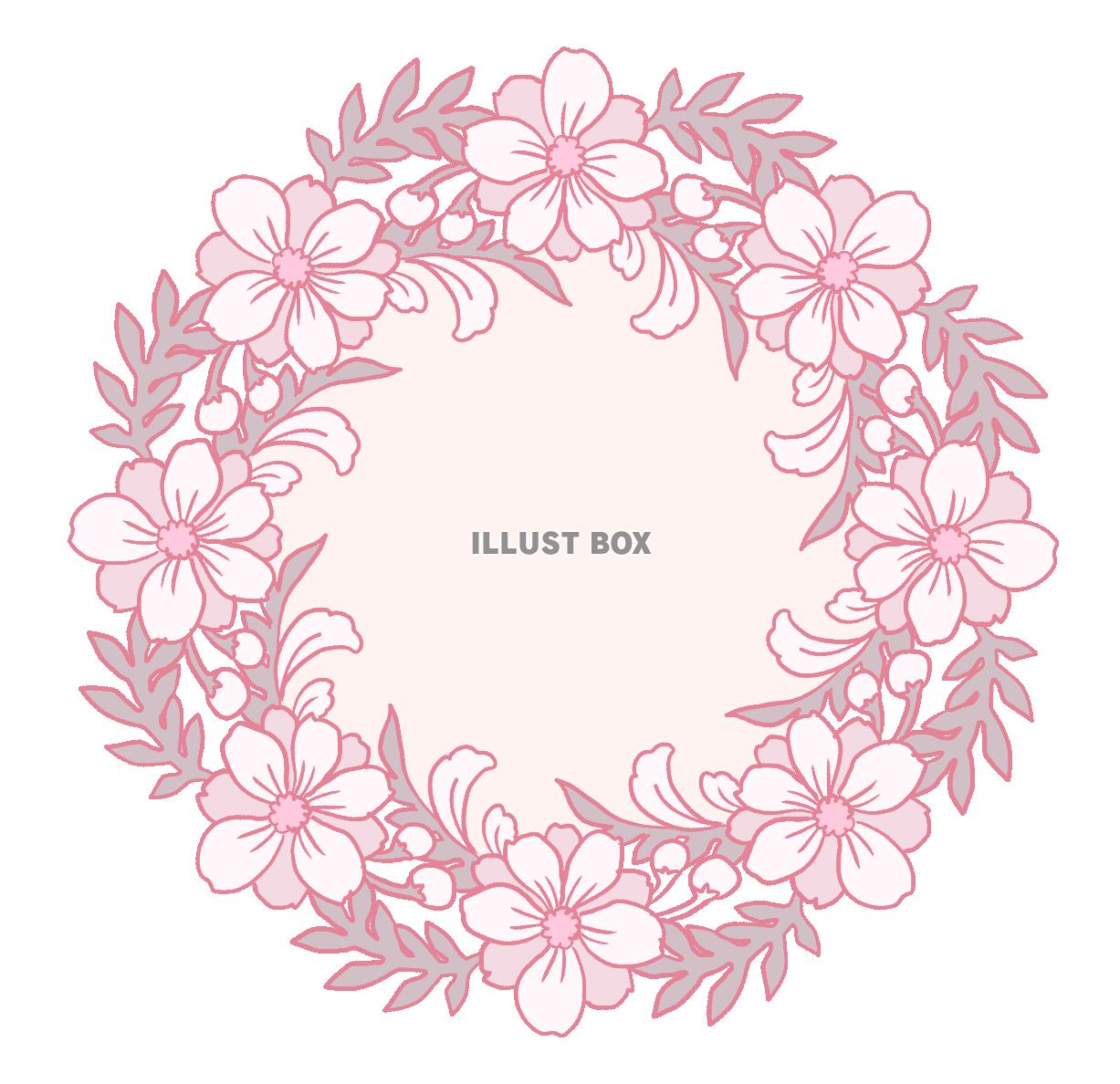 ピンク色の花の円形カード