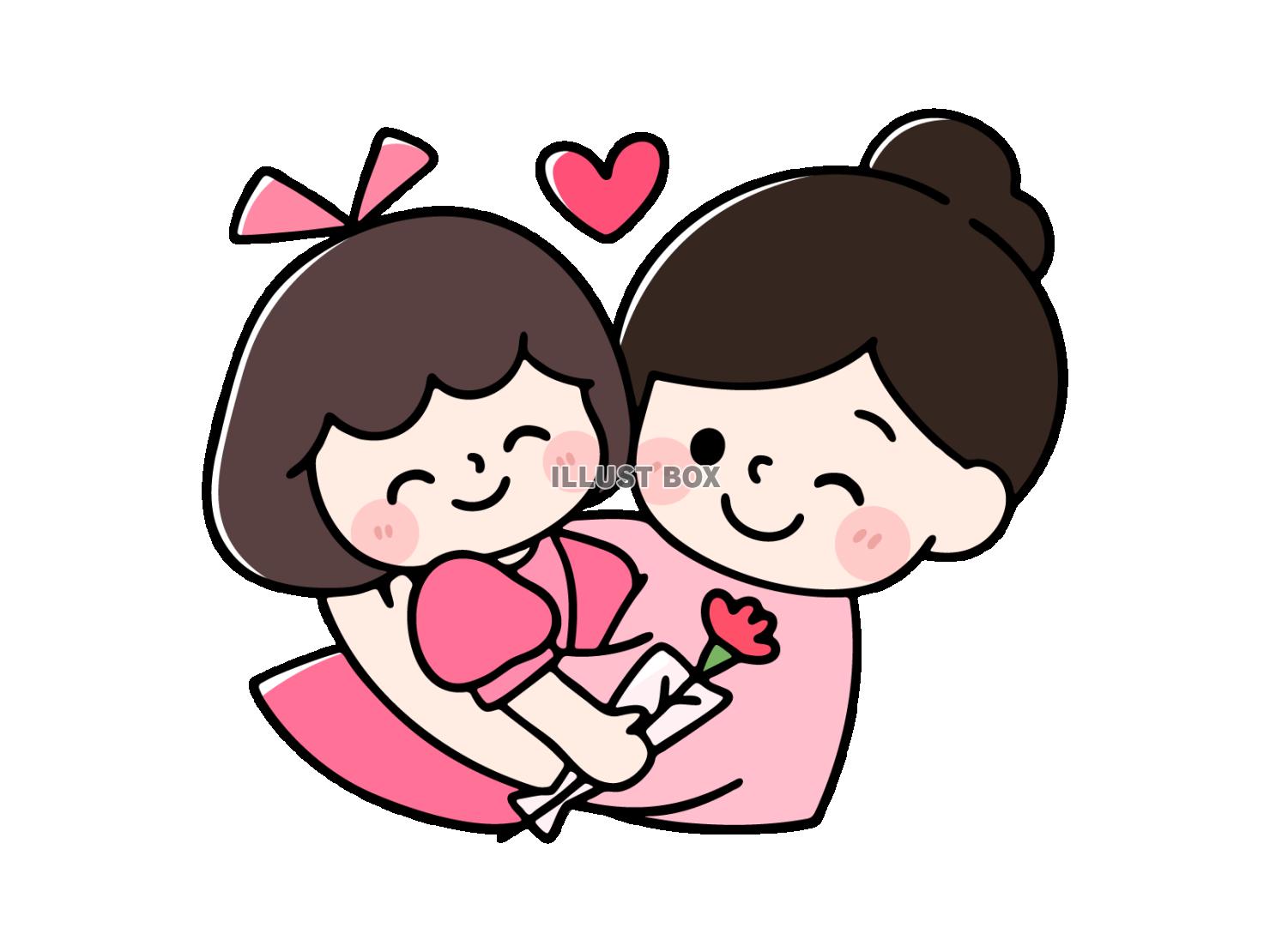 母の日に抱き合う母と娘