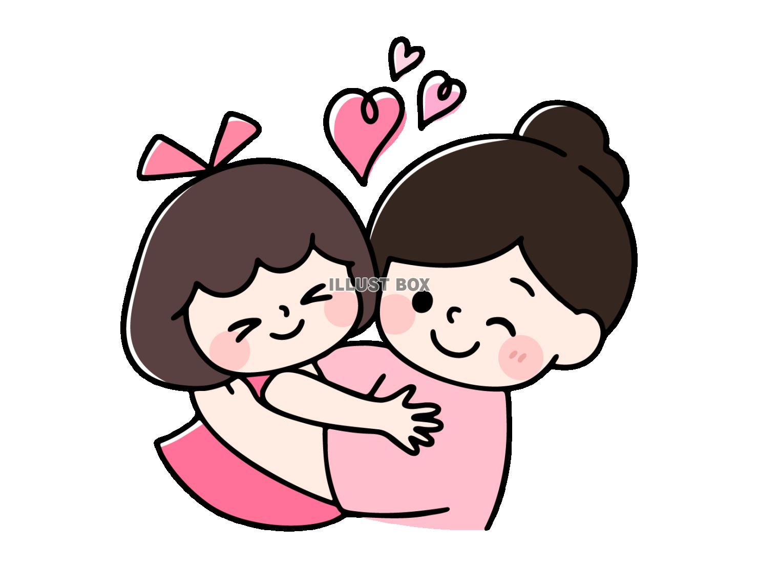 抱き合う母と娘