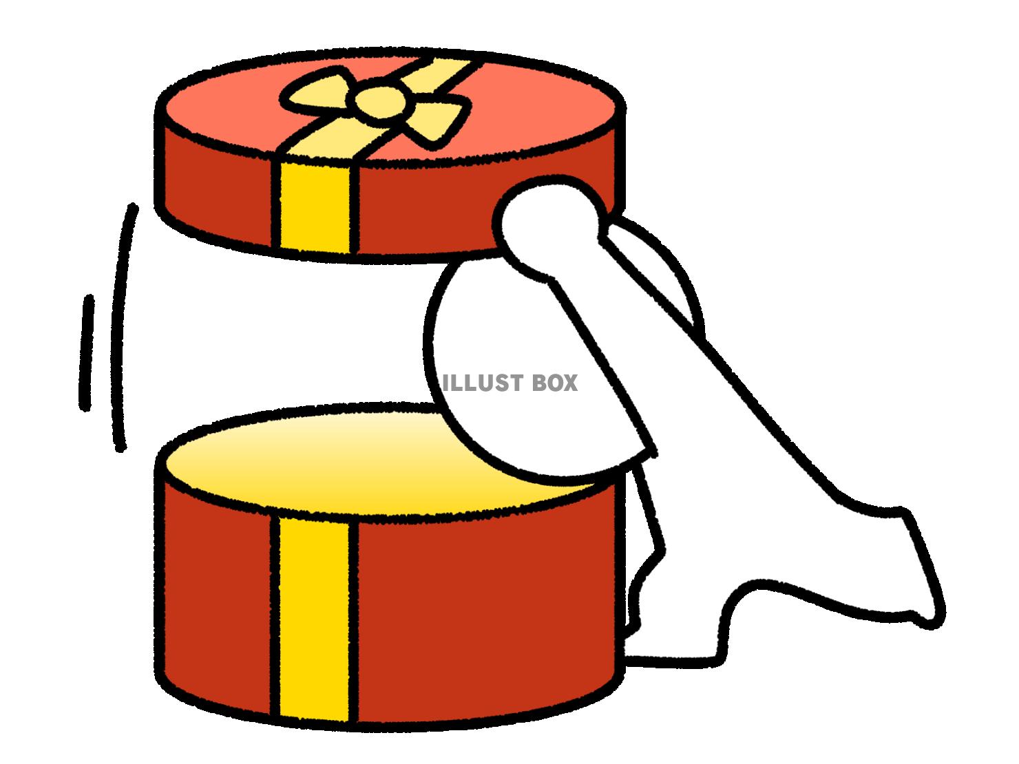 プレゼント箱の中を見る棒人間