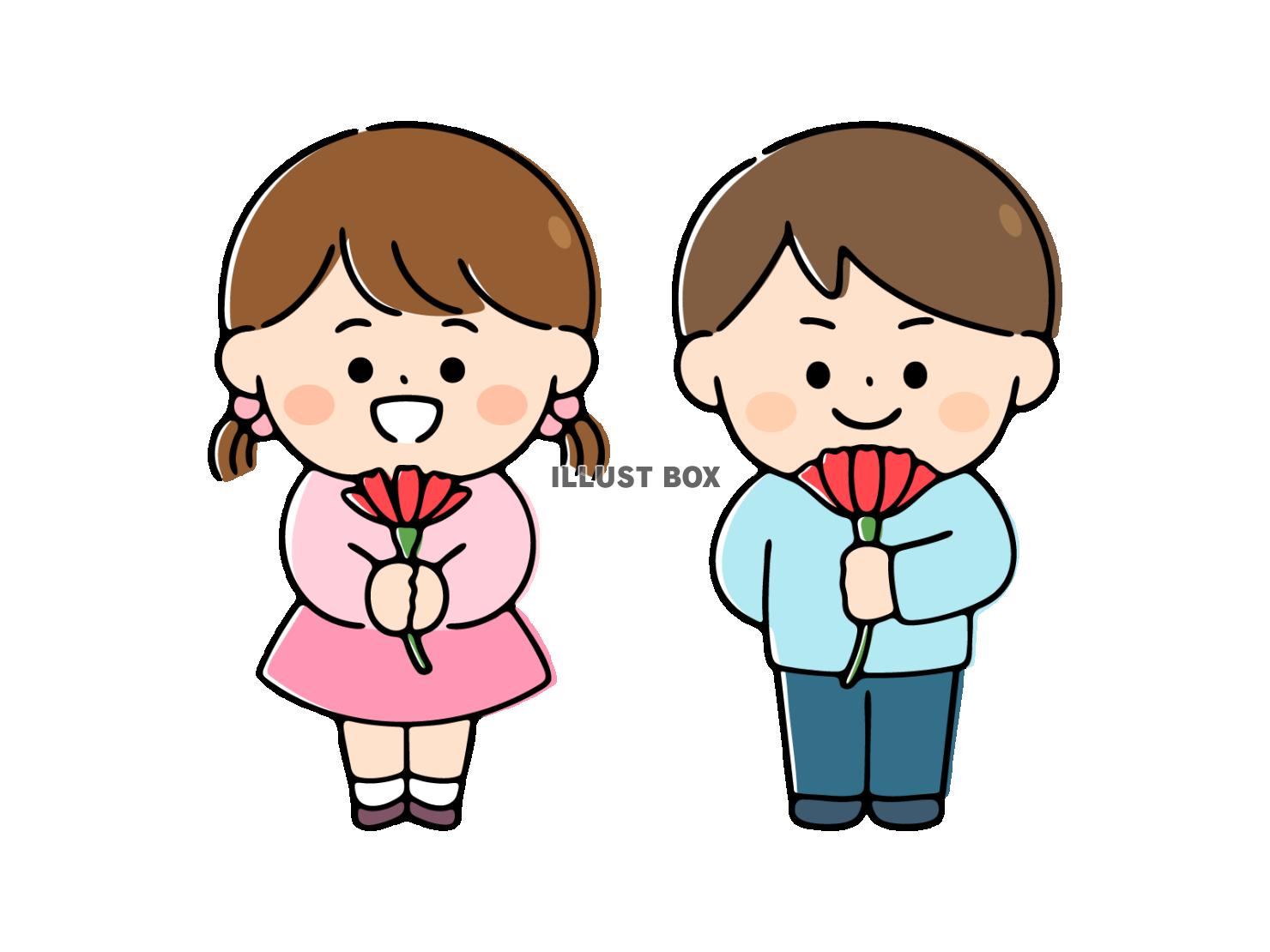 カーネーションをもつ子ども