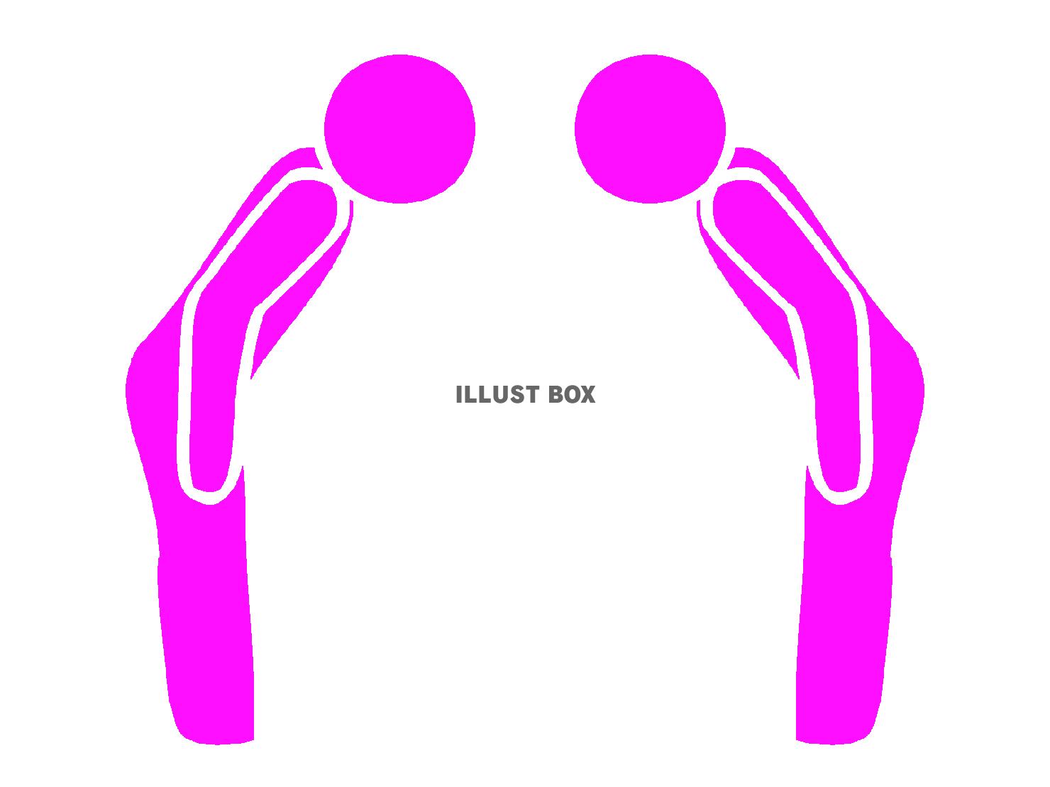 紫色のお辞儀し合うピクトグラムのシルエット