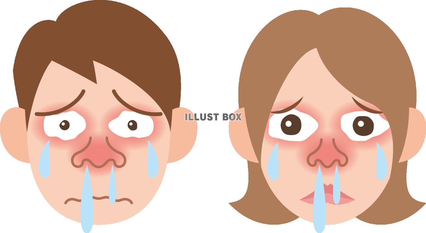 花粉症で目と鼻に症状が出ている人　男女