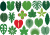 いろいろな種類の観葉植物の葉のセット