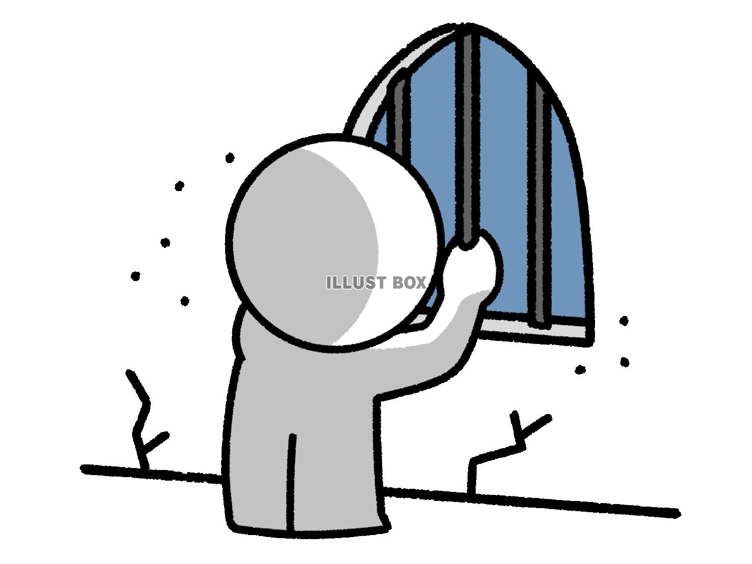 牢屋から外を見る棒人間