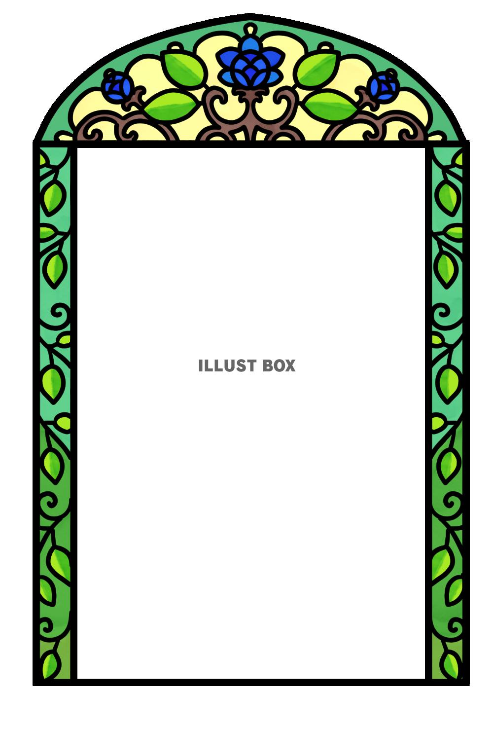 青いバラのステンドフレーム