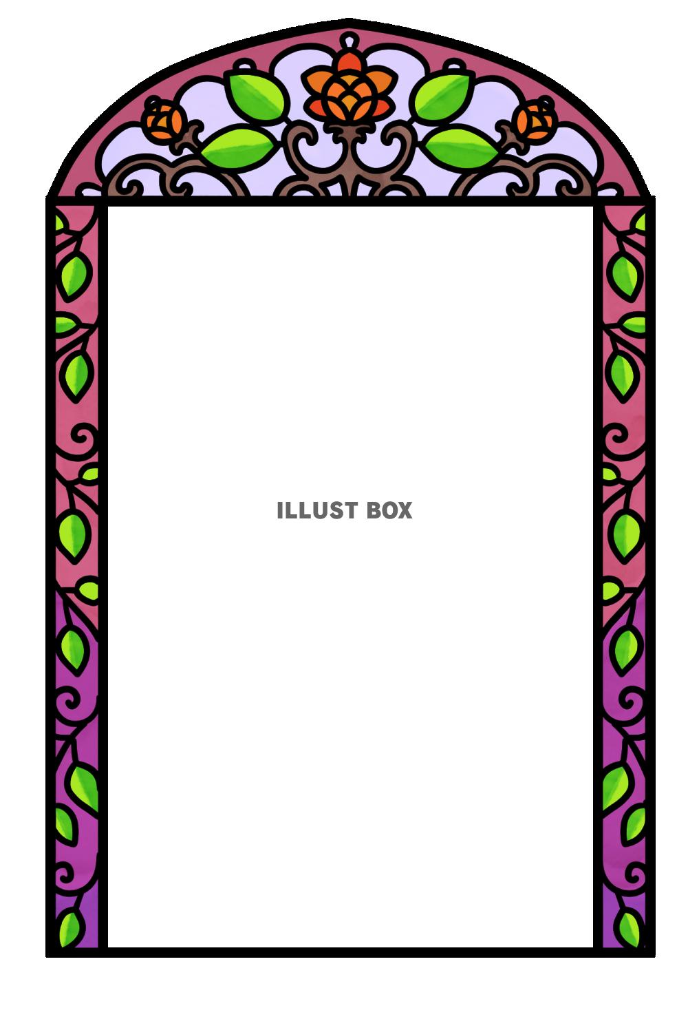 オレンジのバラのステンドフレーム