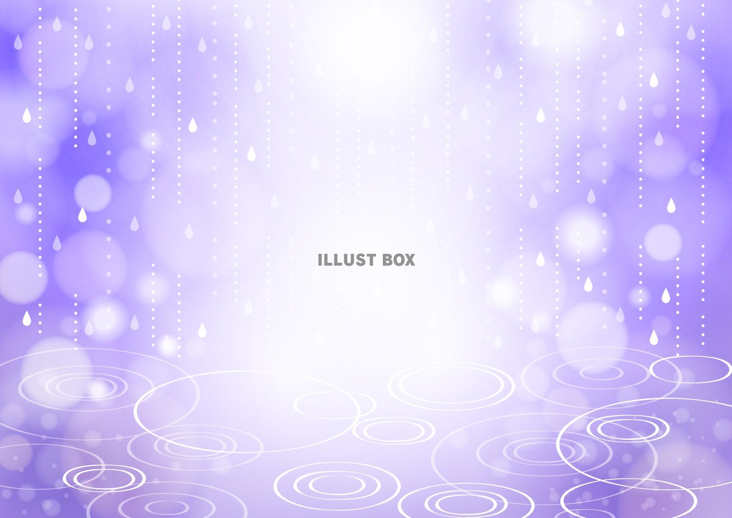 梅雨、雨、波紋、ほわほわ、紫、横