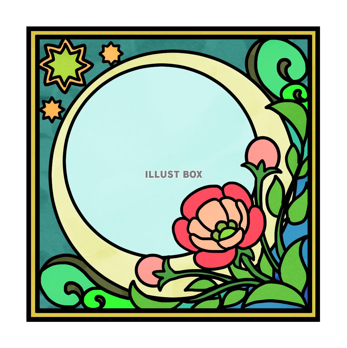 ステンドグラスイラスト・赤の花