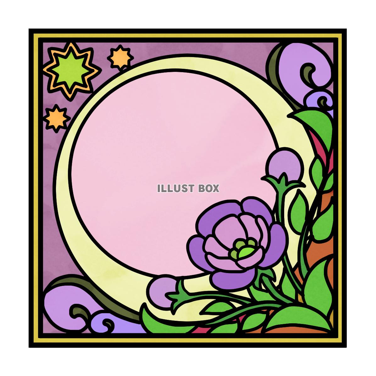 ステンドグラスイラスト・紫色の花