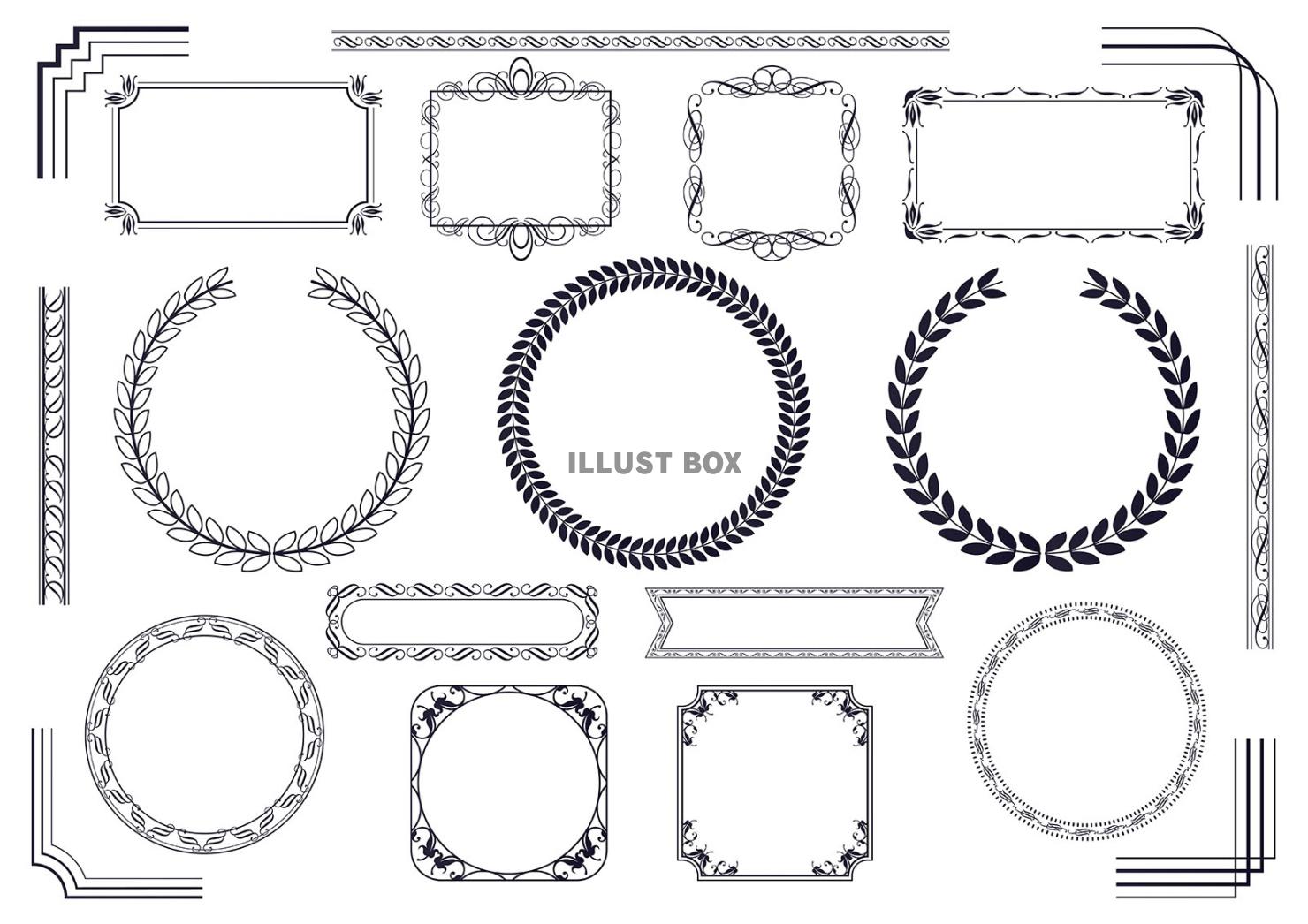 モノクロームの装飾フレームセット