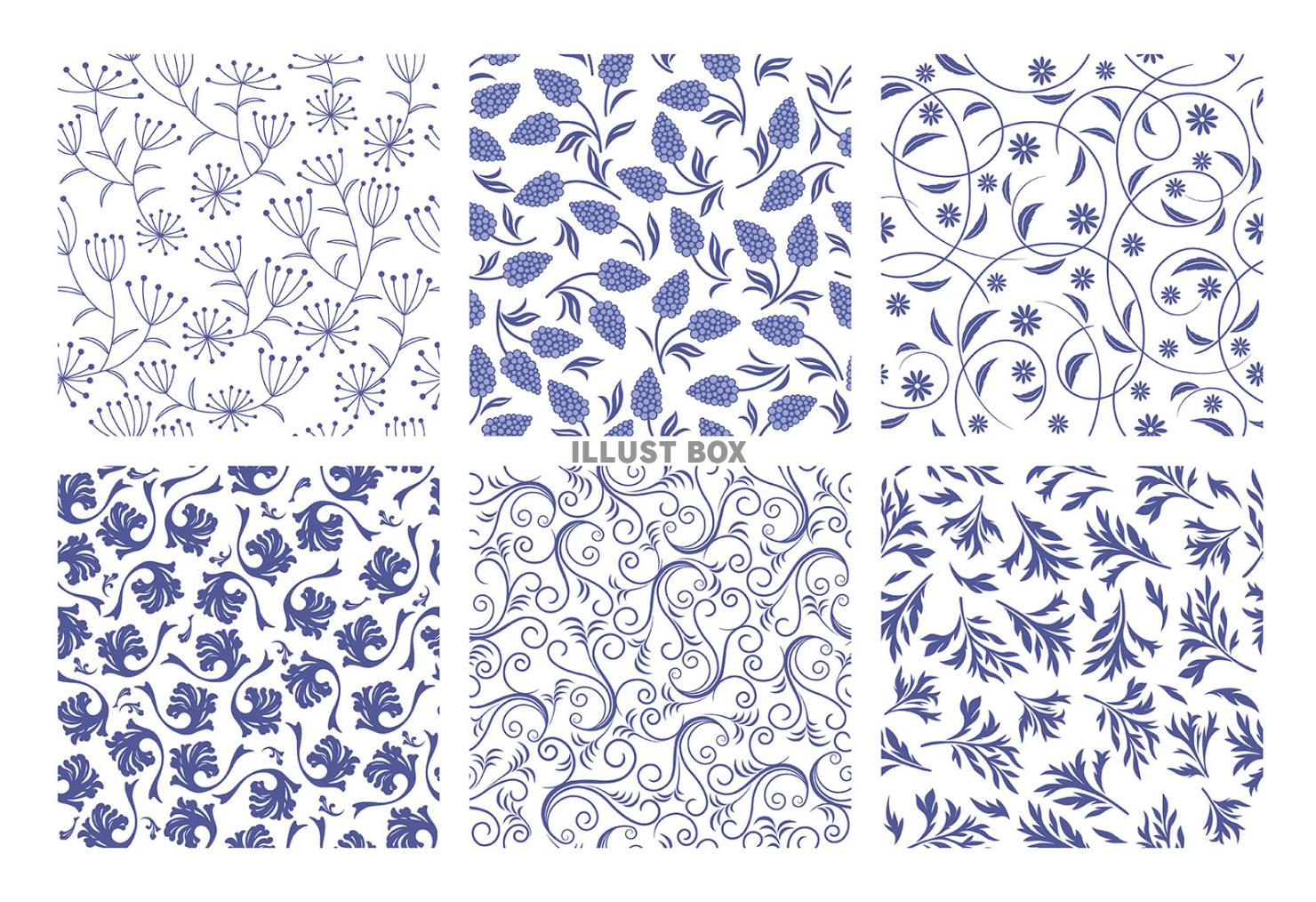 縦横両方向にシームレスなボタニカルパターンのセット