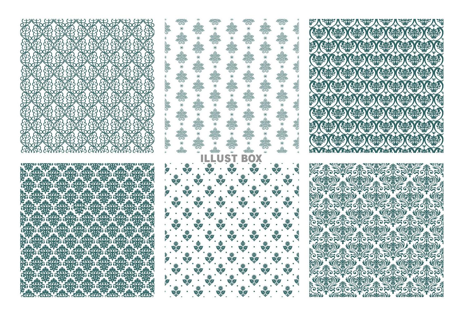 縦横両方向にシームレスなボタニカルパターンのセット