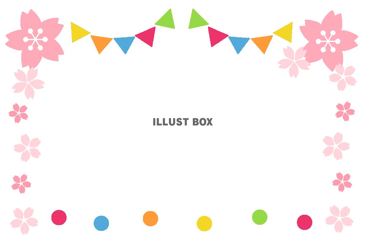 さくらとフラッグフレーム　透過png