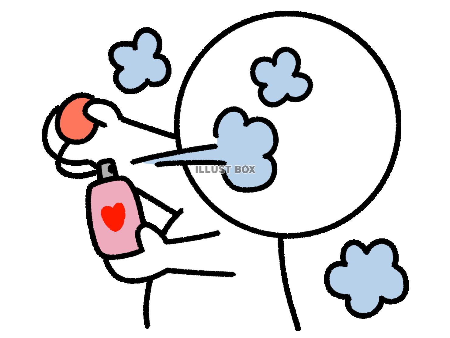 香水を自分にプッシュする棒人間