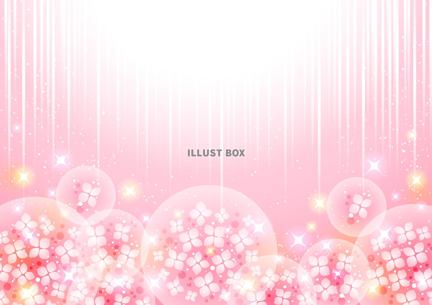 梅雨、あじさい玉、スピード線、ピンク、横