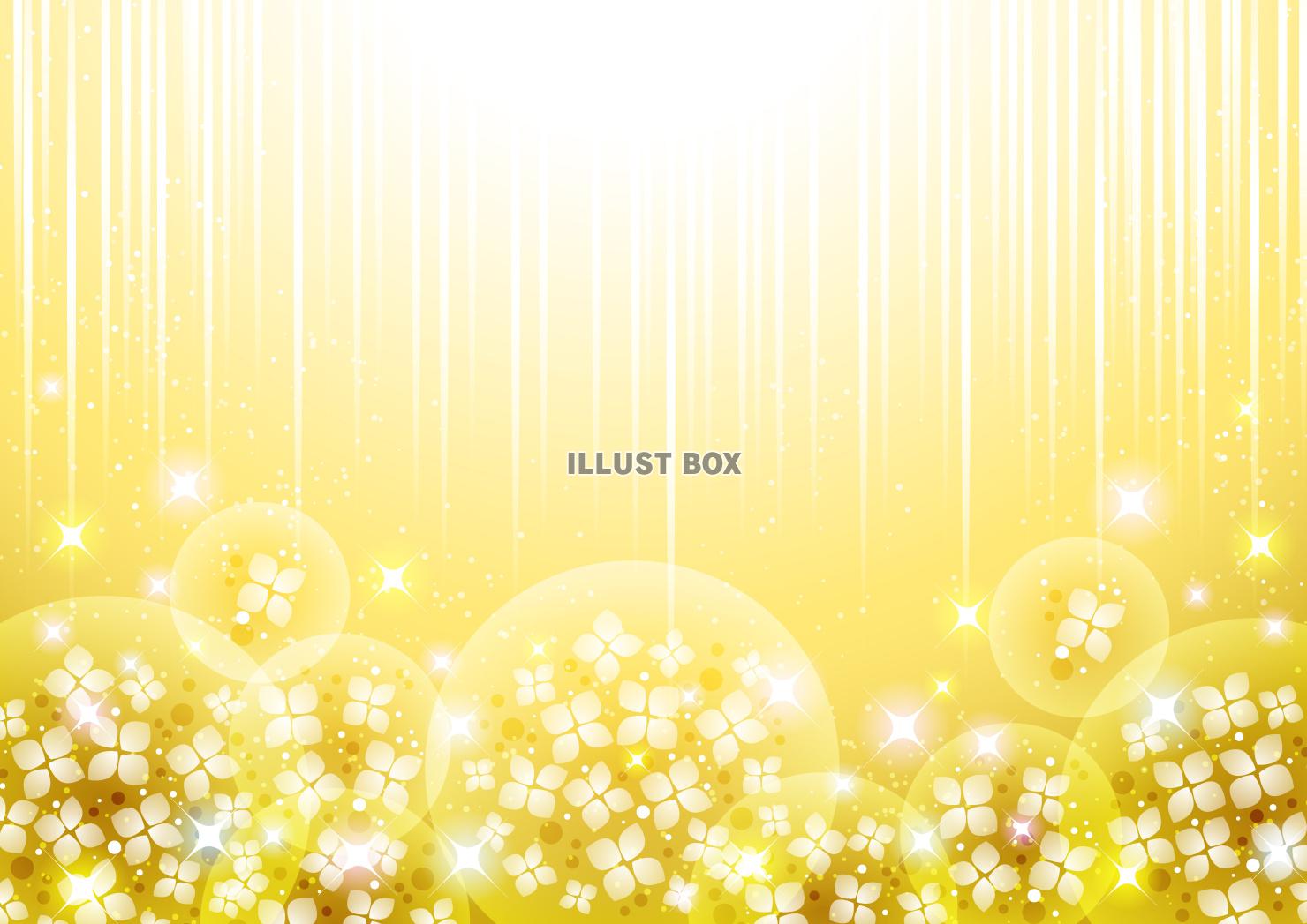 梅雨、あじさい玉、スピード線、黄色、横