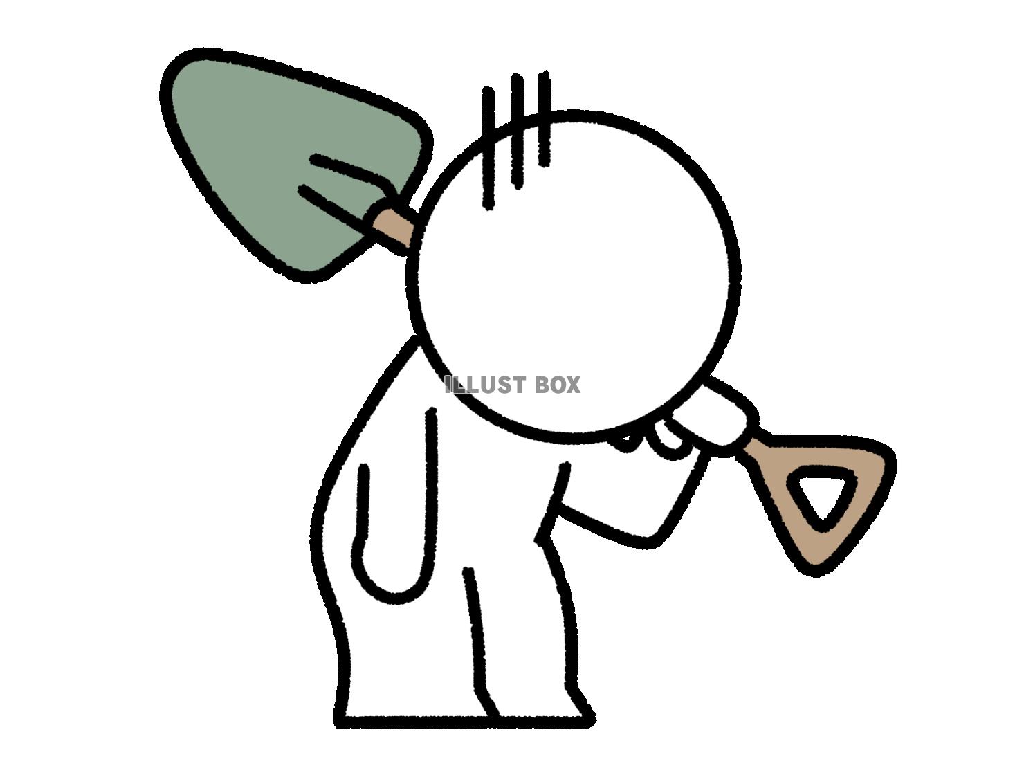 スコップを持ってぐったりする棒人間