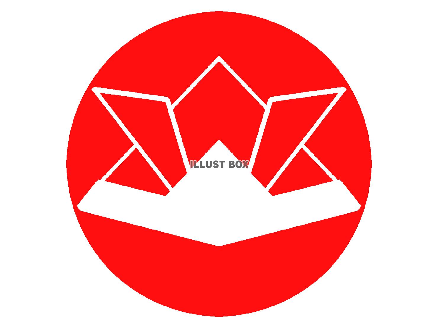 赤色の折り紙の兜のシルエット